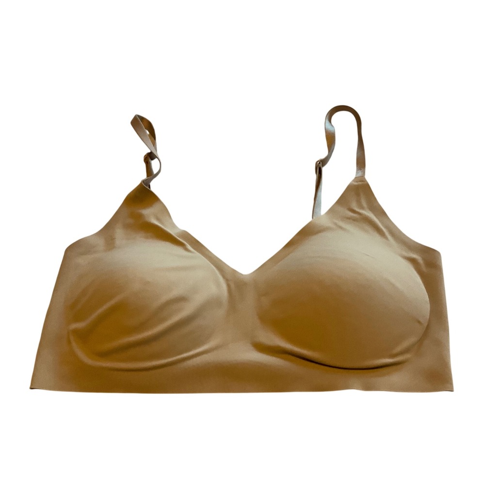 True & Co Wireless Bralette Women Small Beige Seamless Adjustable Straps